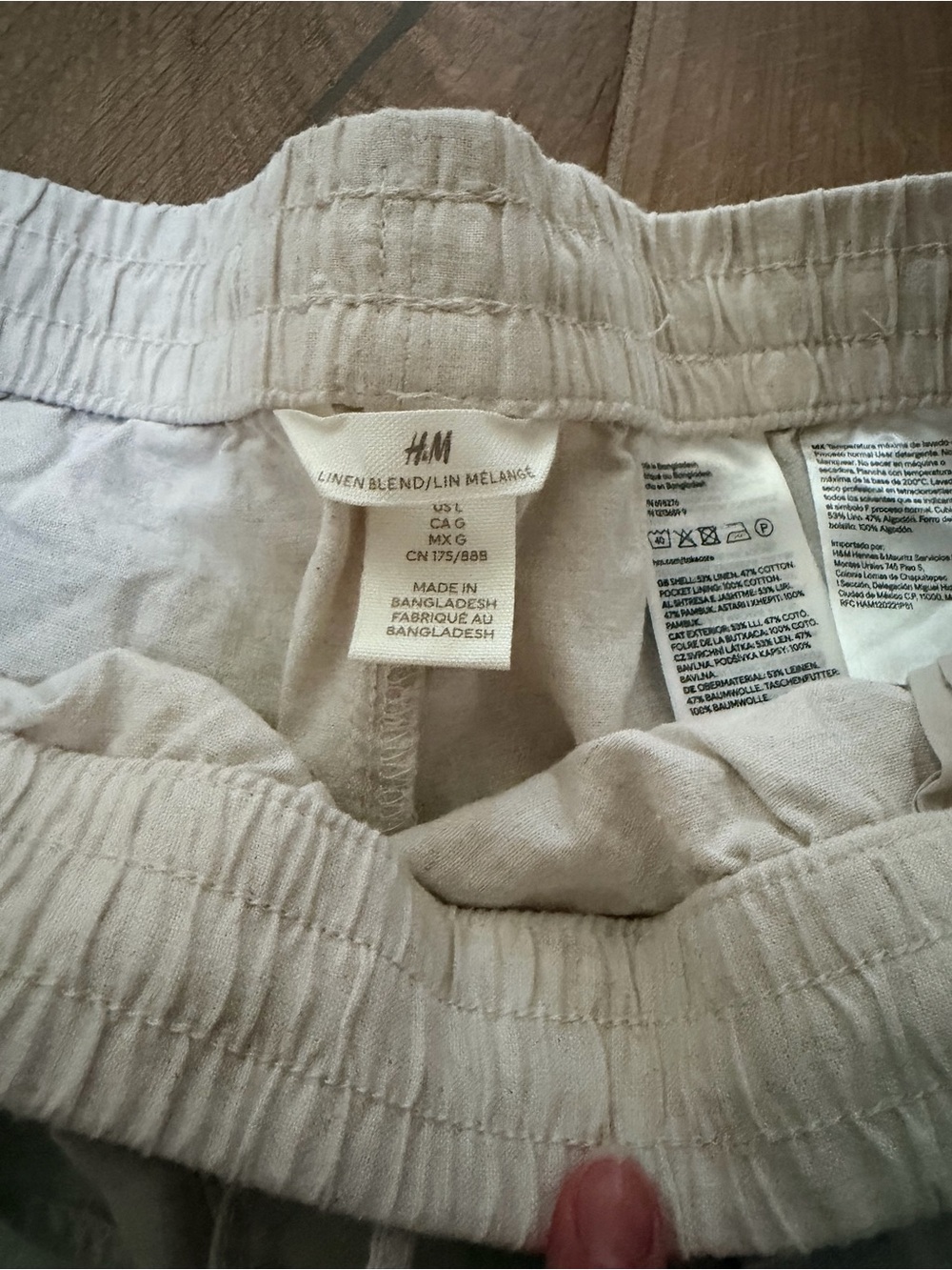 H&M Linen-Blend Casual Pants — Light Tan